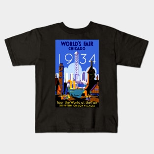 Chicago Worlds Fair 1934 - Vintage Travel Kids T-Shirt